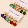 Wholesale Jewelry Geometric 316L Stainless Steel And Glass Electroplated Earrings For Women