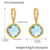Wholesale Jewelry Geometric 316L Stainless Steel And Glass Electroplated Earrings For Women