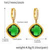 Wholesale Jewelry Geometric 316L Stainless Steel And Glass Electroplated Earrings For Women