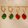 Wholesale Jewelry Geometric 316L Stainless Steel And Glass Electroplated Earrings For Women