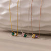 Wholesale Jewelry Geometric Stainless Steel 12 Birthstone Necklace And Bracelet 18K Gold Plated Electroplating