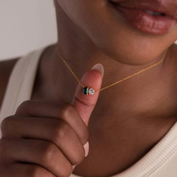 Wholesale Jewelry Geometric Stainless Steel 12 Birthstone Necklace And Bracelet 18K Gold Plated Electroplating