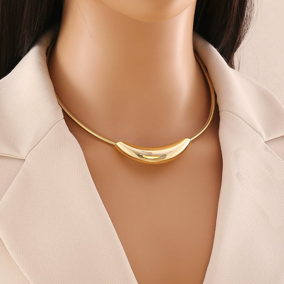 Wholesale Jewelry Geometric Stainless Steel Collar Exaggerated Personality Necklace With Electroplating