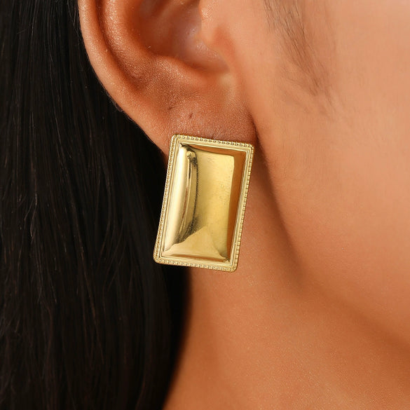Wholesale Jewelry Geometric Stainless Steel Electroplated Irregular Oval Earrings For Women