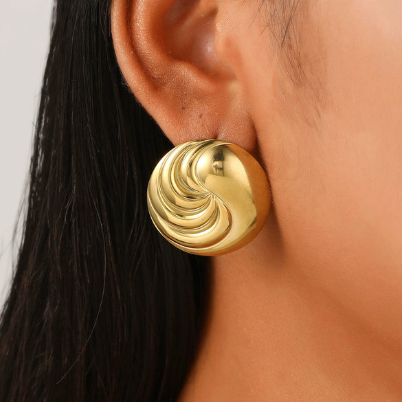 Wholesale Jewelry Geometric Stainless Steel Electroplated Irregular Oval Earrings For Women