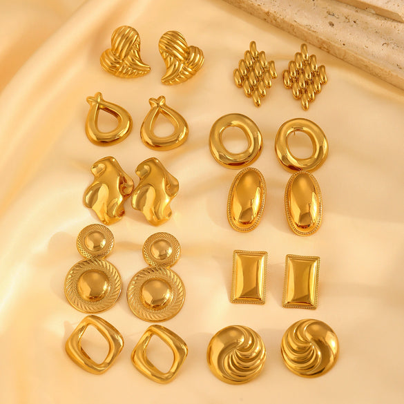 Wholesale Jewelry Geometric Stainless Steel Electroplated Irregular Oval Earrings For Women