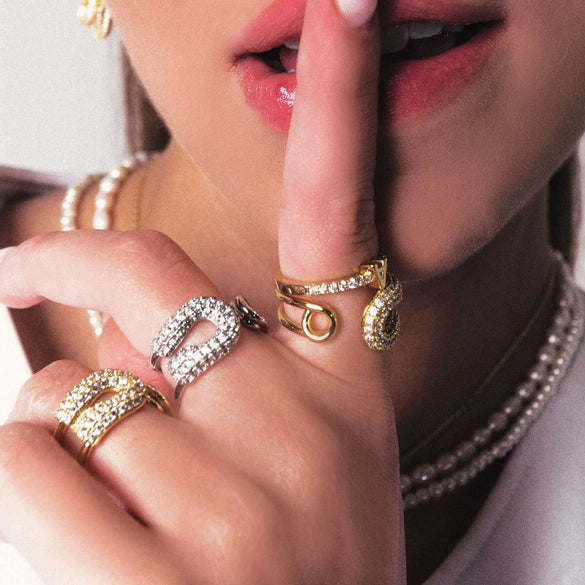 Wholesale Jewelry Geometric Stainless Steel Electroplated Ring