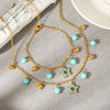 Wholesale Jewelry Geometric Stainless Steel Electroplated Tassel Necklace And Fivepointed Star Bracelet For Women
