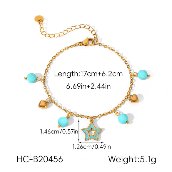 Wholesale Jewelry Geometric Stainless Steel Electroplated Tassel Necklace And Fivepointed Star Bracelet For Women