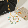 Wholesale Jewelry Geometric Stainless Steel Electroplated Tassel Necklace And Fivepointed Star Bracelet For Women