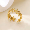 Wholesale Jewelry Geometric Stainless Steel Flower Ring 18K Goldplated
