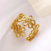 Wholesale Jewelry Geometric Stainless Steel Flower Ring 18K Goldplated