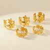 Wholesale Jewelry Geometric Stainless Steel Flower Ring 18K Goldplated