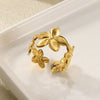 Wholesale Jewelry Geometric Stainless Steel Flower Ring 18K Goldplated
