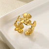 Wholesale Jewelry Geometric Stainless Steel Flower Ring 18K Goldplated