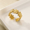 Wholesale Jewelry Geometric Stainless Steel Flower Ring 18K Goldplated