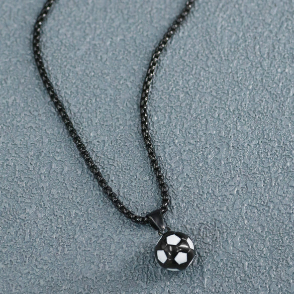 Wholesale Jewelry Geometric Stainless Steel Football World Cup Pendant Dripping Oil Ochain Necklace Unisex