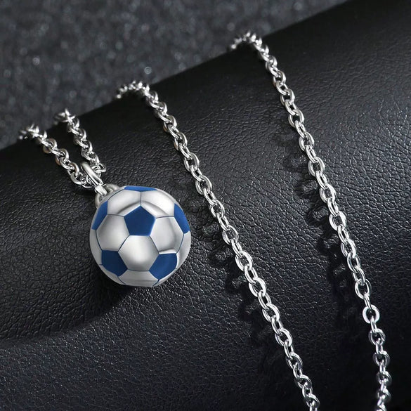 Wholesale Jewelry Geometric Stainless Steel Football World Cup Pendant Dripping Oil Ochain Necklace Unisex