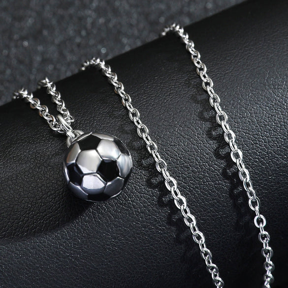 Wholesale Jewelry Geometric Stainless Steel Football World Cup Pendant Dripping Oil Ochain Necklace Unisex