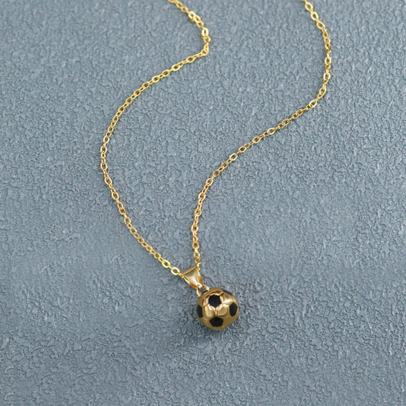 Wholesale Jewelry Geometric Stainless Steel Football World Cup Pendant Dripping Oil Ochain Necklace Unisex
