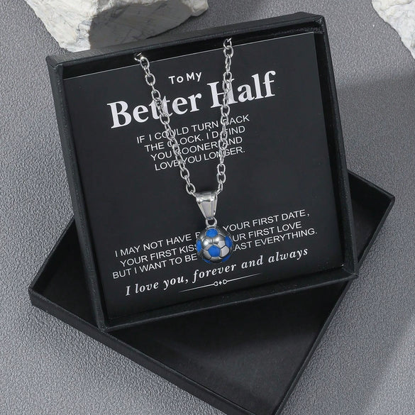 Wholesale Jewelry Geometric Stainless Steel Football World Cup Pendant Dripping Oil Ochain Necklace Unisex