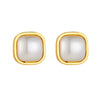 Wholesale Jewelry Geometric Stainless Steel Gold Plated Pearl Earrings For Women