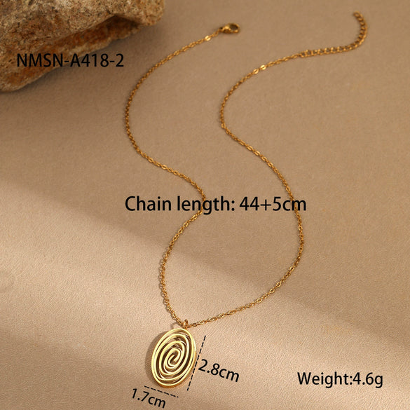 Wholesale Jewelry Geometric Stainless Steel 18K Gold Plated Pendant Necklace And Earrings Set