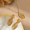 Wholesale Jewelry Geometric Stainless Steel 18K Gold Plated Pendant Necklace And Earrings Set