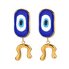 Wholesale Jewelry Geometric Stainless Steel 18K Goldplated Blue Eye Devil's Eye Oil Drop Pendant Earrings And Necklace Unisex