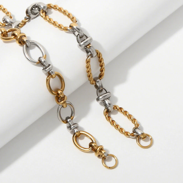 Wholesale Jewelry Geometric Stainless Steel Multichain Mixed Electroplated Unisex Bracelet