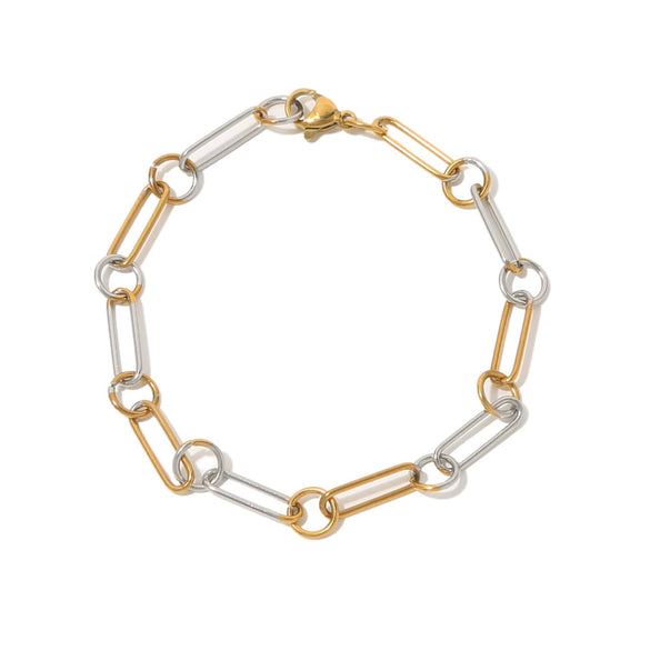 Wholesale Jewelry Geometric Stainless Steel Multichain Mixed Electroplated Unisex Bracelet