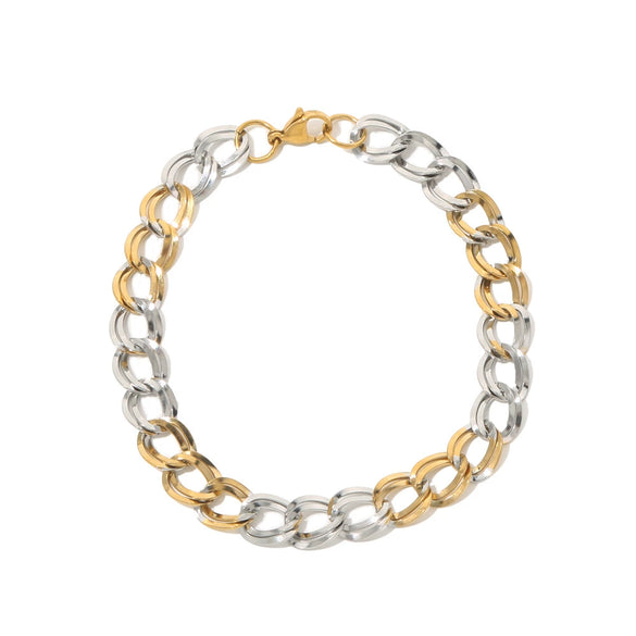 Wholesale Jewelry Geometric Stainless Steel Multichain Mixed Electroplated Unisex Bracelet
