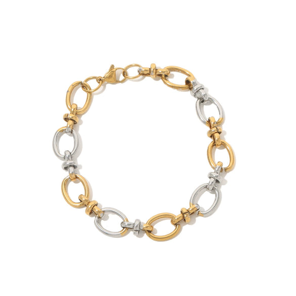 Wholesale Jewelry Geometric Stainless Steel Multichain Mixed Electroplated Unisex Bracelet