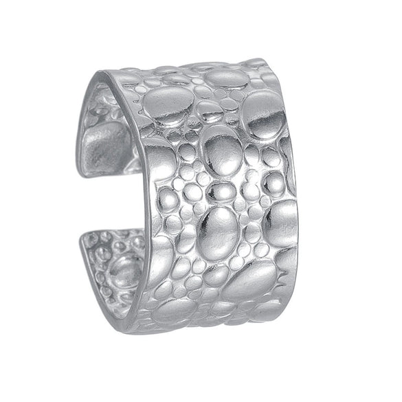 Wholesale Jewelry Geometric Stainless Steel Oil Pressure Three Dimensional Opening Ring With Electroplating