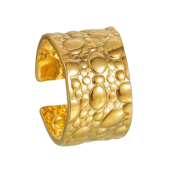 Wholesale Jewelry Geometric Stainless Steel Oil Pressure Three Dimensional Opening Ring With Electroplating