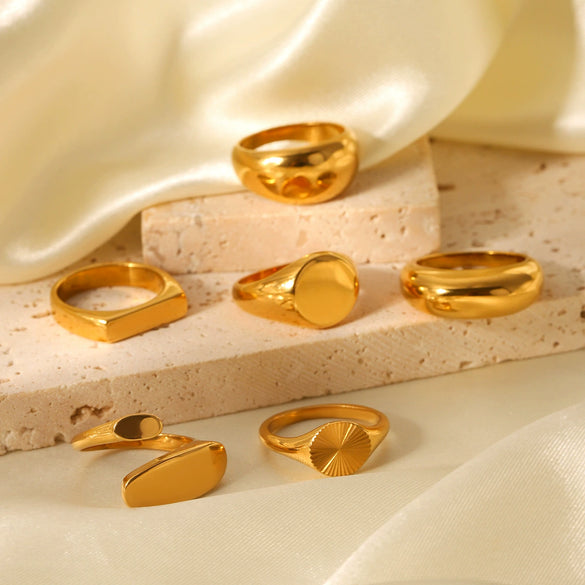 Wholesale Jewelry Geometric Stainless Steel Ring Electroplated Feminine Highend Jewelry