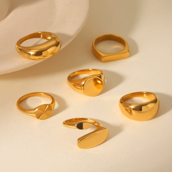 Wholesale Jewelry Geometric Stainless Steel Ring Electroplated Feminine Highend Jewelry