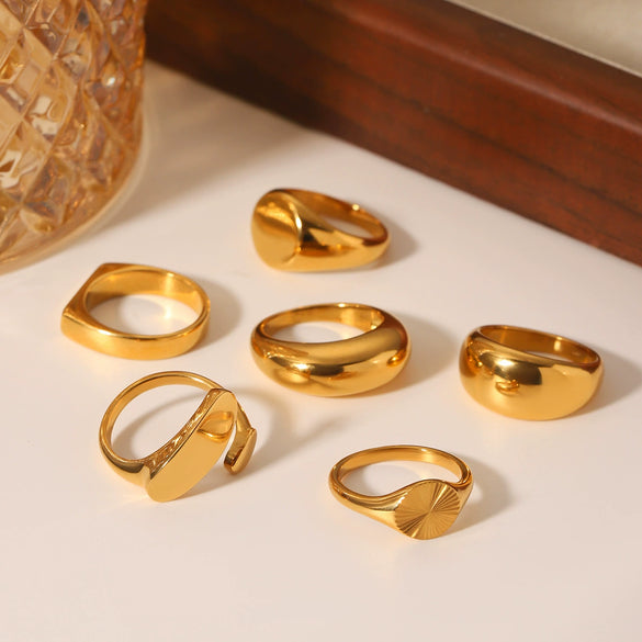 Wholesale Jewelry Geometric Stainless Steel Ring Electroplated Feminine Highend Jewelry