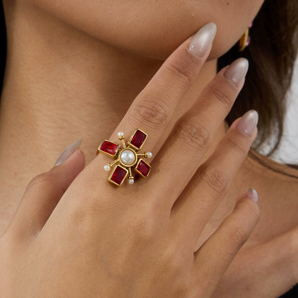 Wholesale Jewelry Geometric Stainless Steel Ring For Women With Electroplating Design