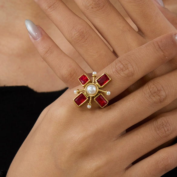 Wholesale Jewelry Geometric Stainless Steel Ring For Women With Electroplating Design