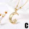 Wholesale Jewelry Geometric Star Moon Pendant Necklace Copper 18K Gold Plated