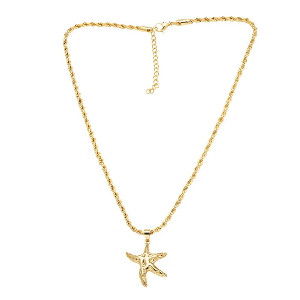 Wholesale Jewelry Geometric Star Moon Pendant Necklace Copper 18K Gold Plated