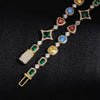 Wholesale Jewelry Geometric Star Pattern Copper 18K Gold Plated Gemset Bracelet And Necklace For Unisex Hip Hop Style