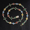 Wholesale Jewelry Geometric Star Pattern Copper 18K Gold Plated Gemset Bracelet And Necklace For Unisex Hip Hop Style