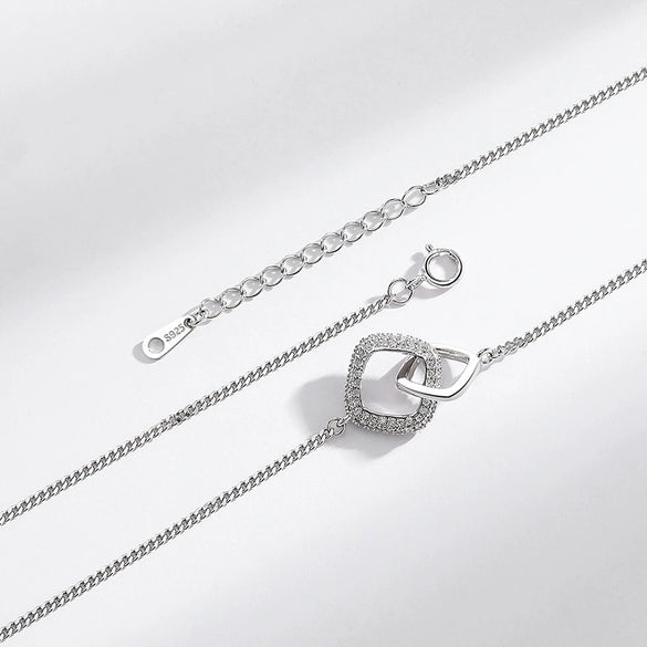 Wholesale Jewelry Geometric 925 Sterling Silver Ring Link Necklace For Women