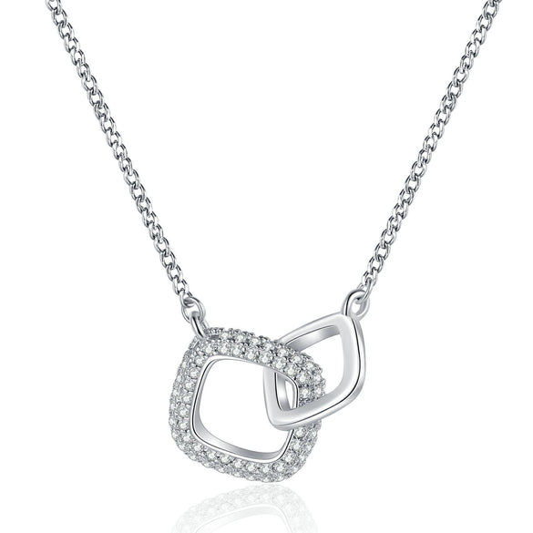 Wholesale Jewelry Geometric 925 Sterling Silver Ring Link Necklace For Women