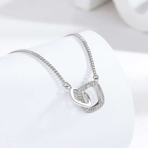 Wholesale Jewelry Geometric 925 Sterling Silver Ring Link Necklace For Women