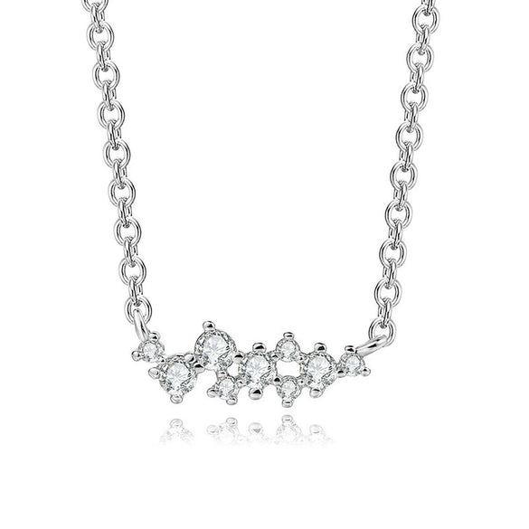 Wholesale Jewelry Geometric Style Asymmetrical Zircon 925 Sterling Silver And Copper O Chain Electroplated Fashion Necklace For Women And Couple