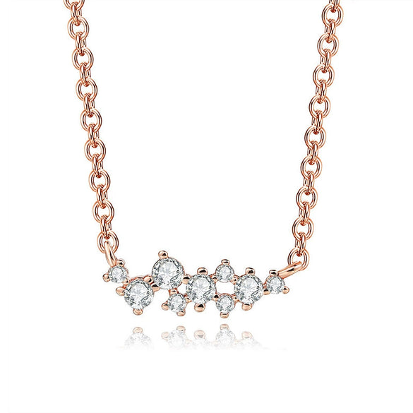 Wholesale Jewelry Geometric Style Asymmetrical Zircon 925 Sterling Silver And Copper O Chain Electroplated Fashion Necklace For Women And Couple