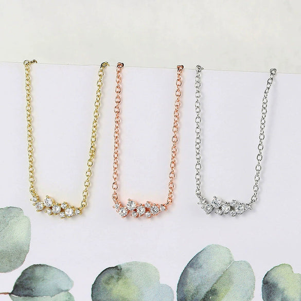 Wholesale Jewelry Geometric Style Asymmetrical Zircon 925 Sterling Silver And Copper O Chain Electroplated Fashion Necklace For Women And Couple